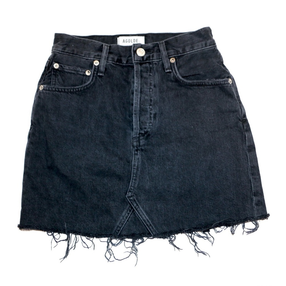 Agolde black washed denim mini skirt